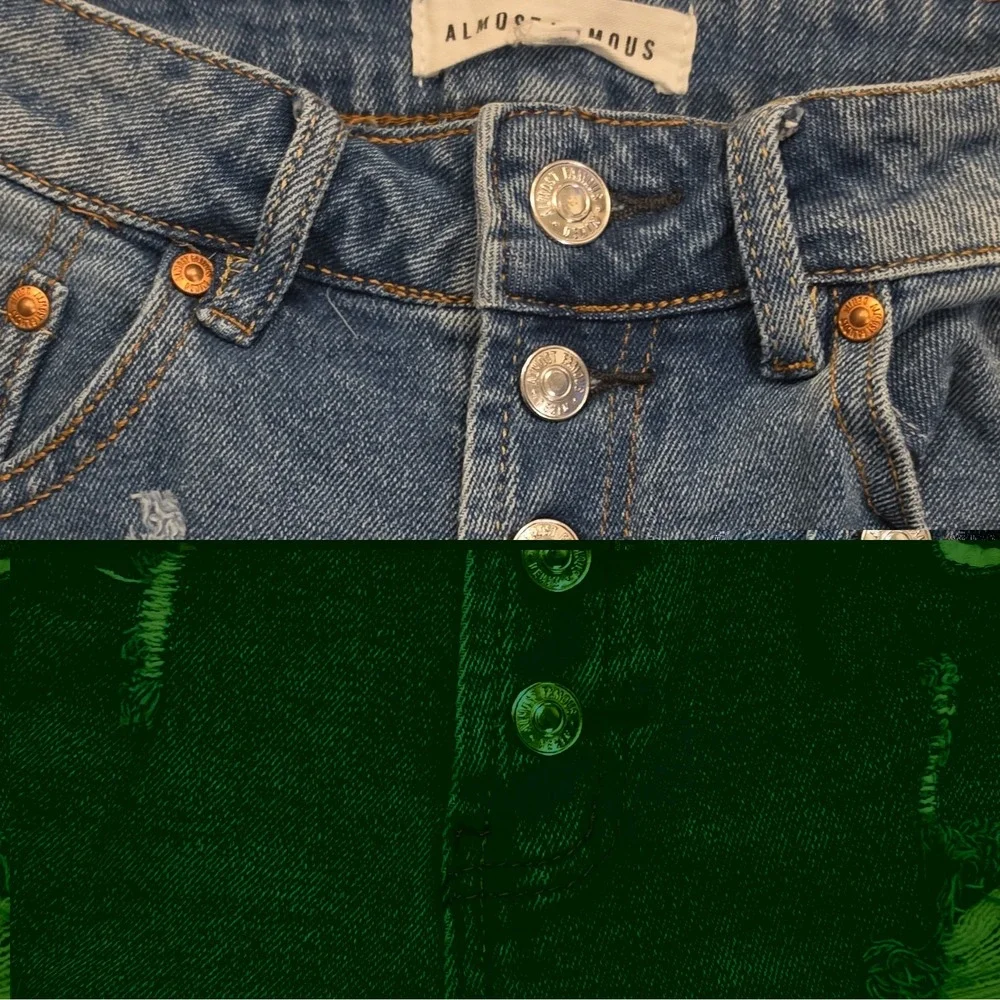 Almost Famous Juniors High Rise Distressed Cut-Off Denim Shorts 7 Blue #97